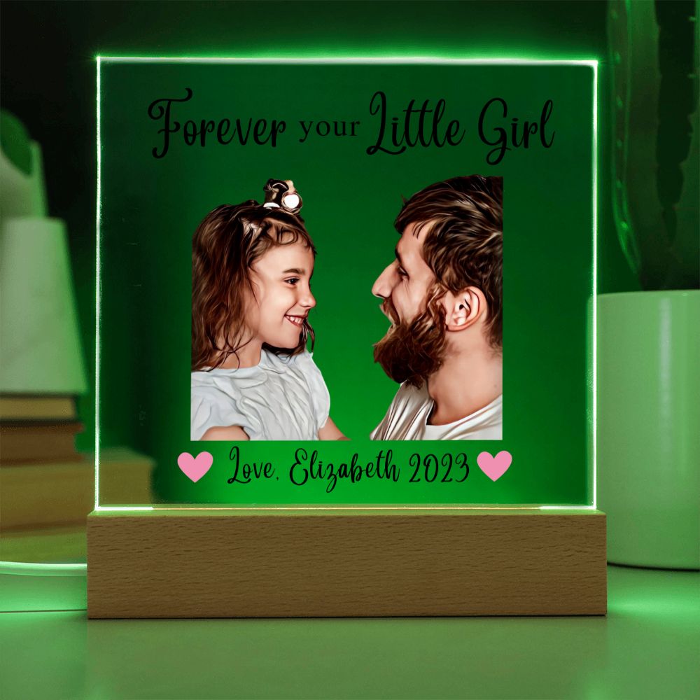 [Almost Sold Out] Personalized Forever Your Little Girl - Customized Little Girl and Dad Acrylic Plaque