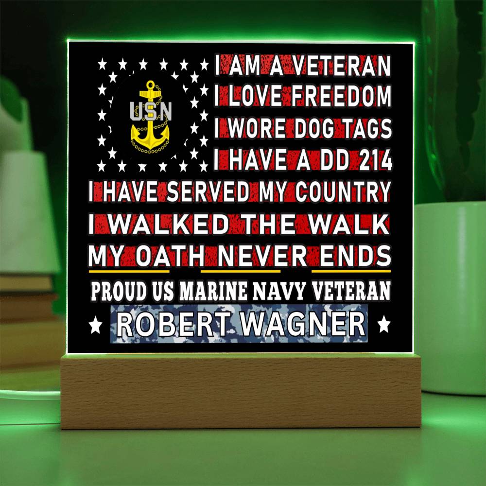 Almost Sold Out - Proud US Air Marine Navy Veteran - Acrylic Plaque With Stand