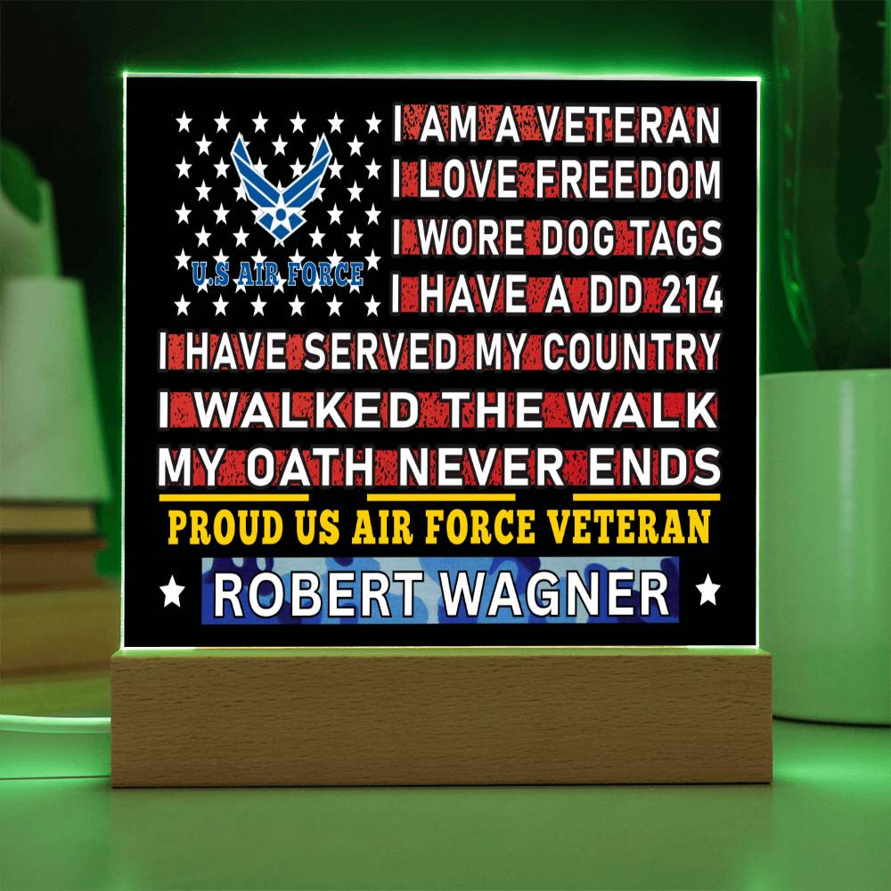 Almost Sold Out - Proud US Air Force Veteran - Acrylic Plaque With Stand