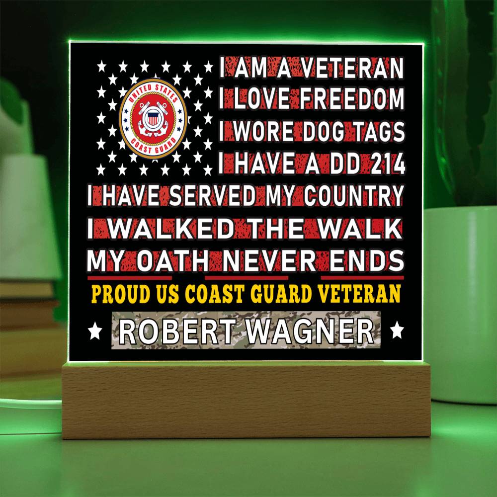 Almost Sold Out - Proud US Coast Guard Veteran - Acrylic Plaque With Stand