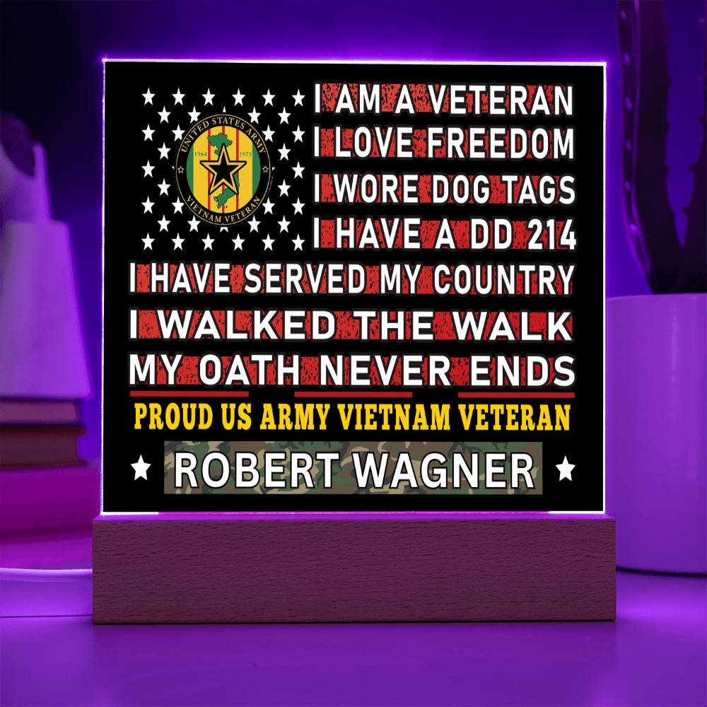 Almost Sold Out - Proud US Air Army Vietnam Veteran - Acrylic Plaque With Stand