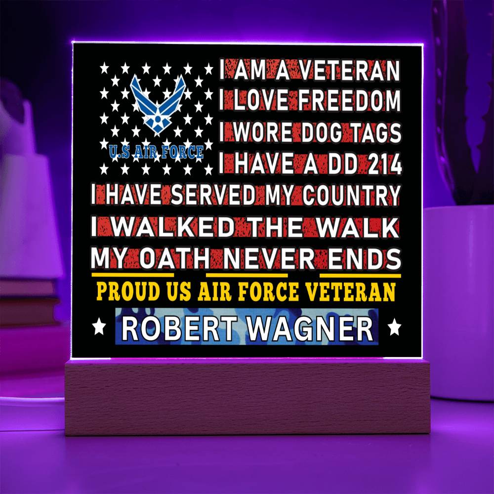 Almost Sold Out - Proud US Air Force Veteran - Acrylic Plaque With Stand