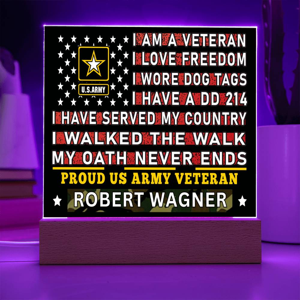 Almost Sold Out - Proud US Air Army Veteran - Acrylic Plaque With Stand