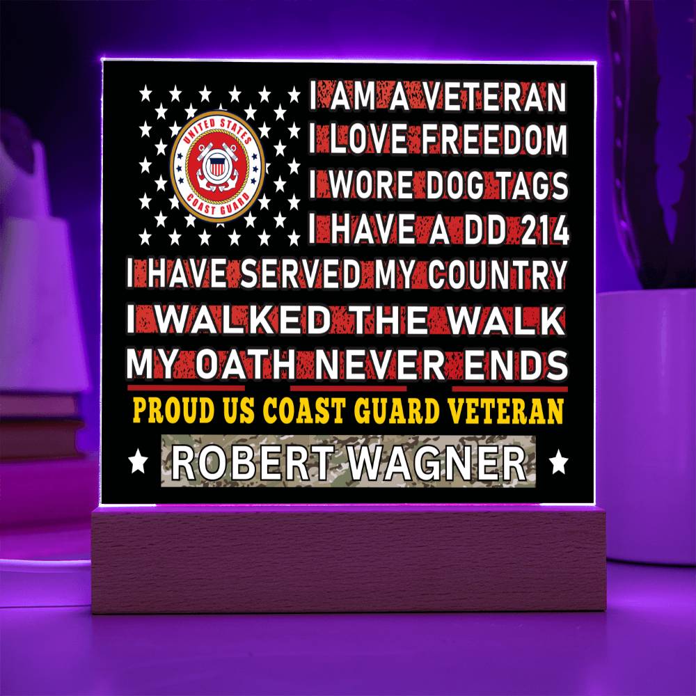 Almost Sold Out - Proud US Coast Guard Veteran - Acrylic Plaque With Stand