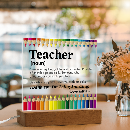 Thank You Teacher Personalized Printed Square Acrylic Plaque