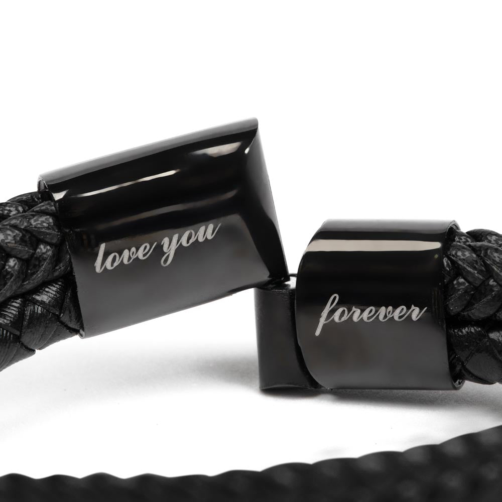 Almost Sold Out - Personalized Dad Leather Bracelet - Warm Embrace