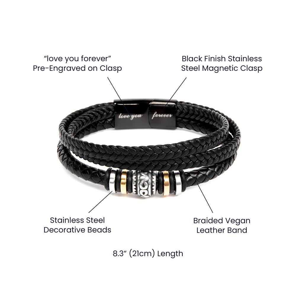 [Almost Sold Out] Personalized To My Man Gift - Leather Men's Bracelet