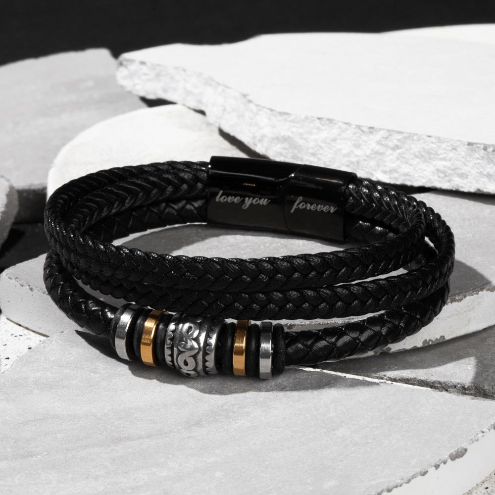 [Almost Sold Out] Personalized To My Man Gift - Leather Men's Bracelet