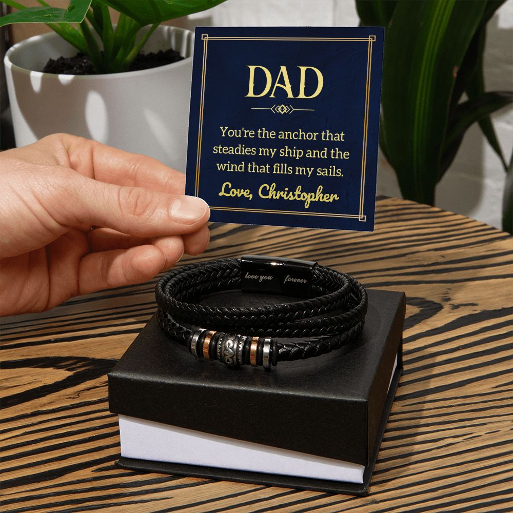 Almost Sold Out - Personalized Dad Leather Bracelet - You Are The Anchor