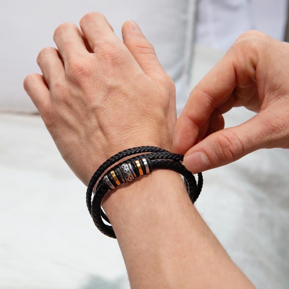 [Almost Sold Out] Personalized To My Man Gift - Leather Men's Bracelet