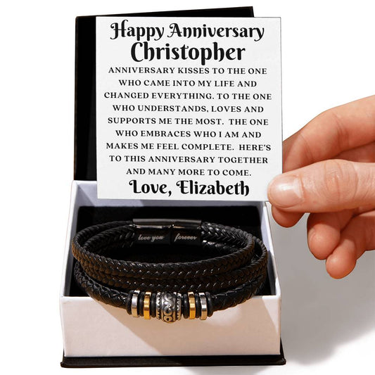 Almost Sold Out - Personalized Anniversary Gift For Husband -  Leather Bracelet