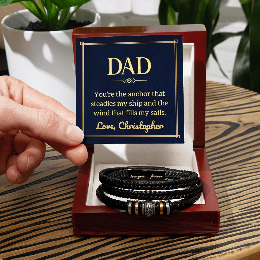 [Almost Sold Out] Personalized Dad Anchor Mens Bracelet