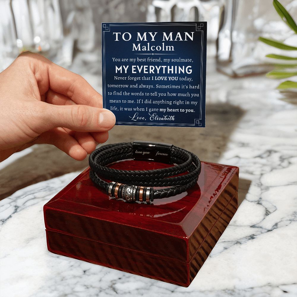 [Almost Sold Out] Personalized To My Man Gift - Leather Men's Bracelet