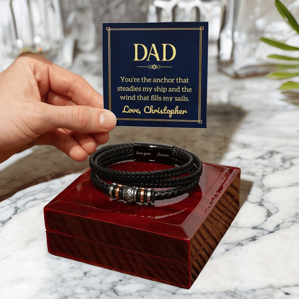 [Almost Sold Out] Personalized Dad Anchor Mens Bracelet