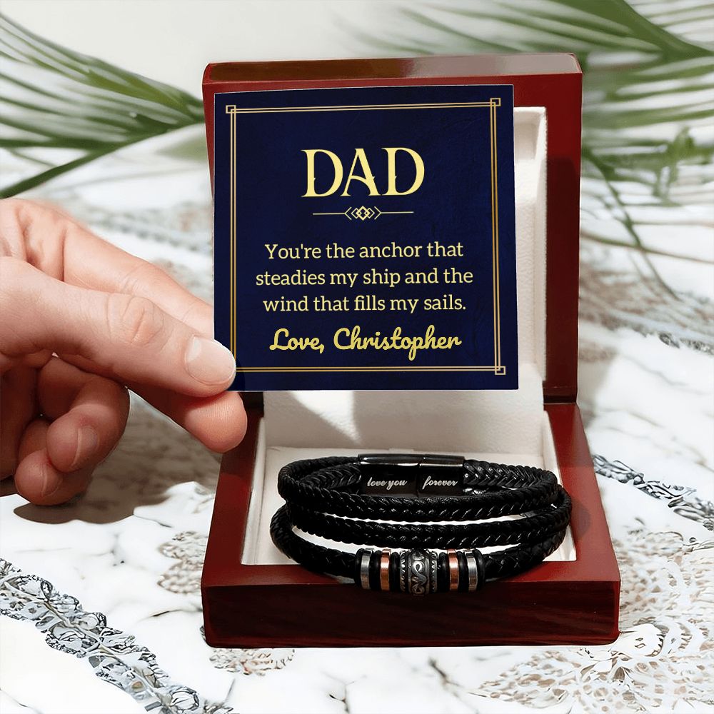 Almost Sold Out - Personalized Dad Leather Bracelet - You Are The Anchor