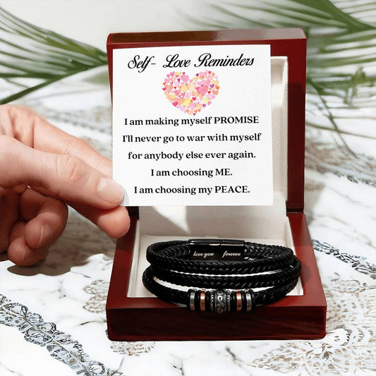 [Almost Sold Out] Self- Love Reminders Pink, Yellow and Red Hearts Vegan Leather Bracelet