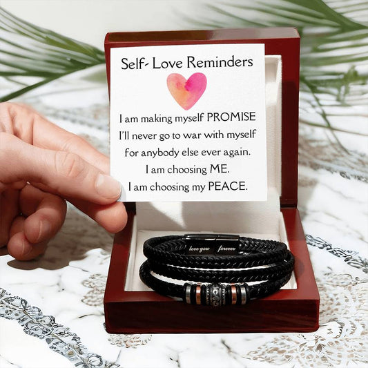 [Almost Sold Out] Self- Love Reminders - Pink Orange Heart Vegan Leather Bracelet