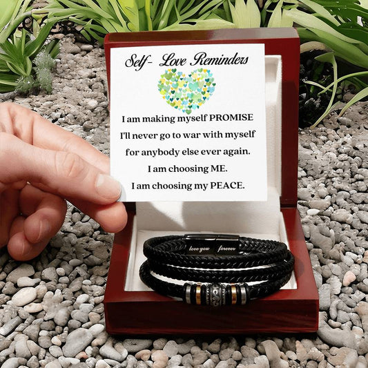 [Almost Sold Out] Self- Love Reminders Green and Yellow Hearts Vegan Leather Bracelet