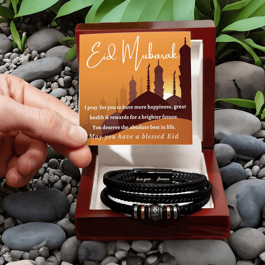 [Almost Sold Out] Eid Mubarak Gift Set - Engraved Leather Bracelet