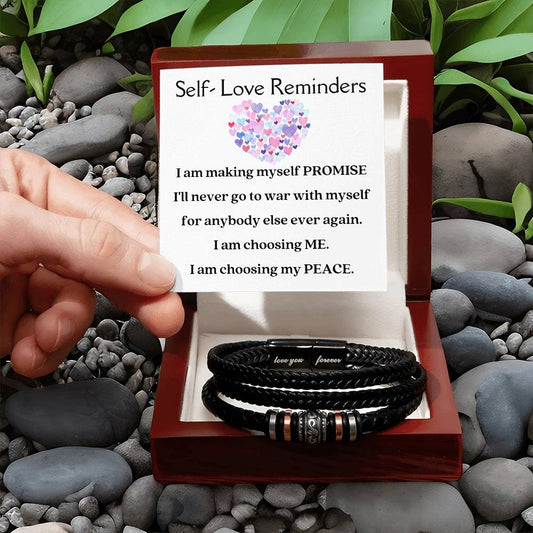 [Almost Sold Out] Self- Love Reminders Pink, Purple and Blue Hearts Vegan Leather Bracelet