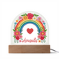 Floral Rainbow Kids Night Light Acrylic Dome Plaque