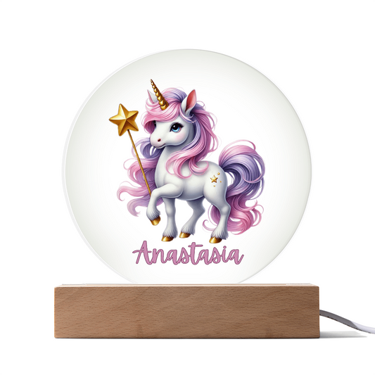 Personalized Unicorn Name Circle Printed Acrylic Plaque