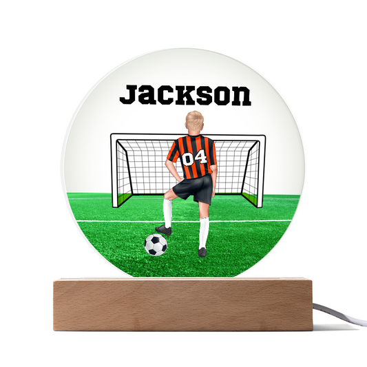 Personalized Boy Soccer Printed Circle Acrylic Plaque