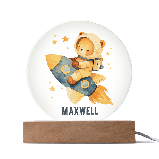 Astronaut Bear Circle Printed Plaque
