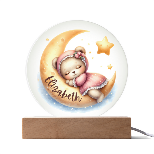 Personalized Sleeping Bear Crescent Circle Printed Plaque