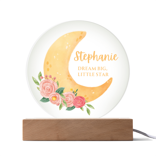 Personalized Crescent Name Circle Plaque