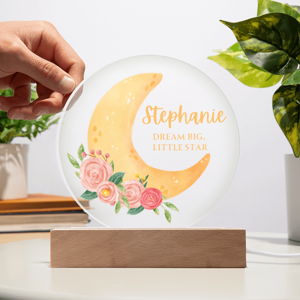 Personalized Crescent Name Circle Plaque