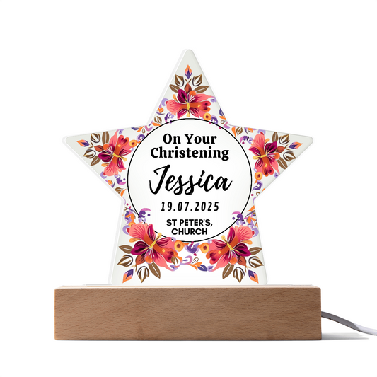 Christening Day Personalized Star Acrylic Plaque