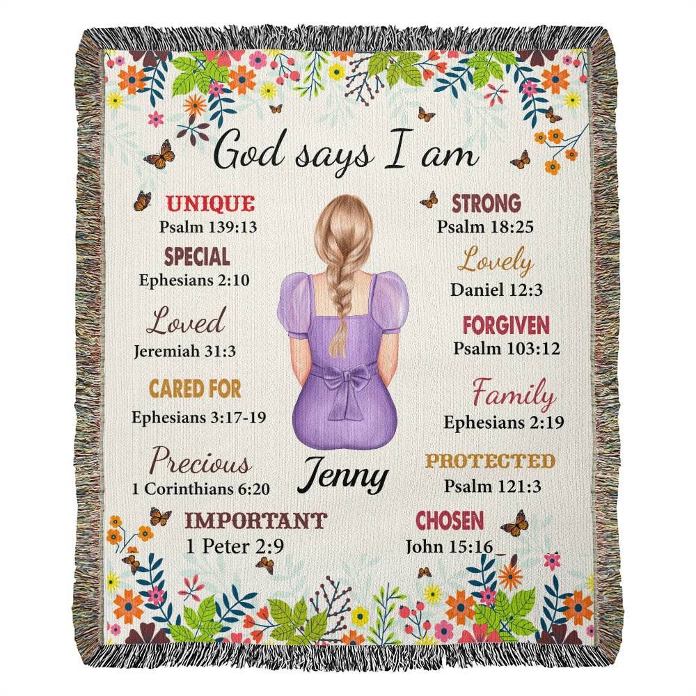 Almost Sold Out - God Says I Am Heirloom Woven Blanket