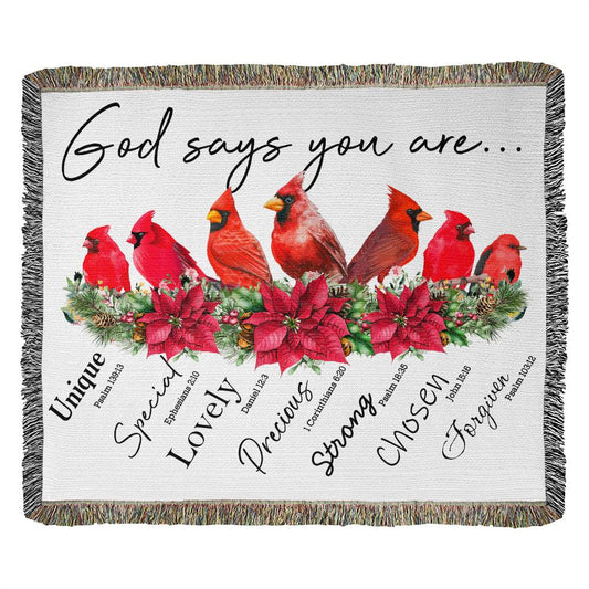 Almost Sold Out God Says You Are Bird Heirloom Woven Blanket
