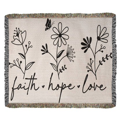 Almost Sold Out - Faith Hope Love Heirloom Woven Blanket