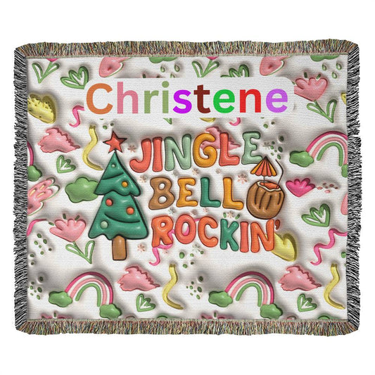 Almost Sold Out - Personalized Jingle Bell Rocking Heirloom Woven Blanket