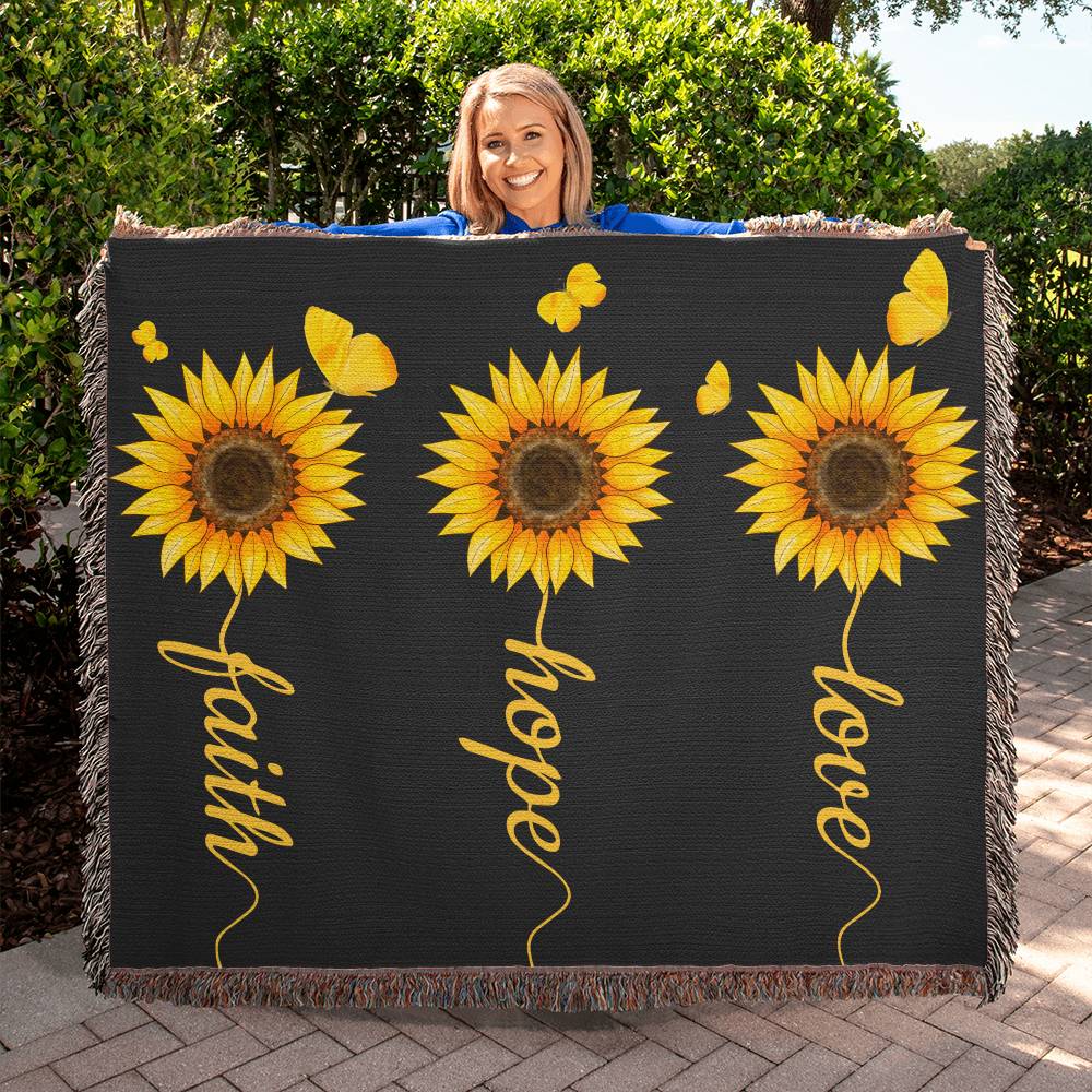 Almost Sold Out - Love Hope Faith Heirloom Woven Blanket