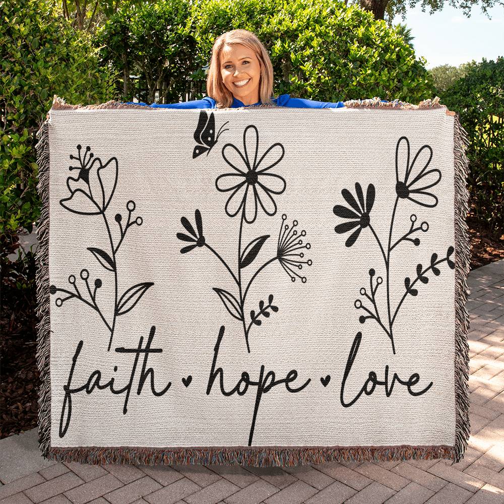 Almost Sold Out - Faith Hope Love Heirloom Woven Blanket