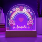Floral Rainbow Kids Night Light Acrylic Dome Plaque