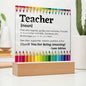 Thank You Teacher Personalized Printed Square Acrylic Plaque