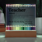 Thank You Teacher Personalized Printed Square Acrylic Plaque