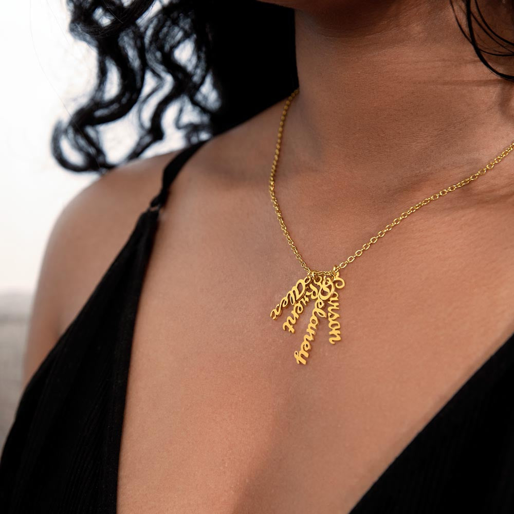 Custom Multiple Vertical Name Necklace For Mom