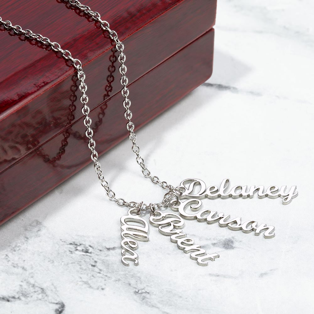Custom Multiple Vertical Name Necklace For Mom