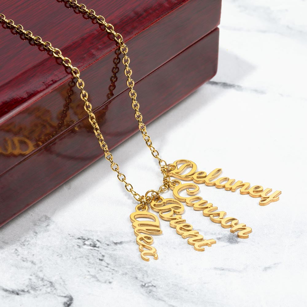 Custom Multiple Vertical Name Necklace For Mom