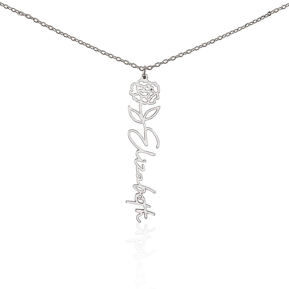 Custom Flower Name Necklace For Mothers and Daughters