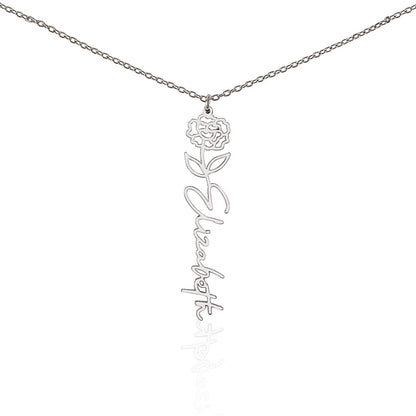 Custom Flower Name Necklace For Mothers and Daughters