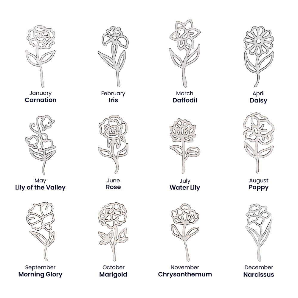 Custom Flower Name Necklace For Mothers and Daughters