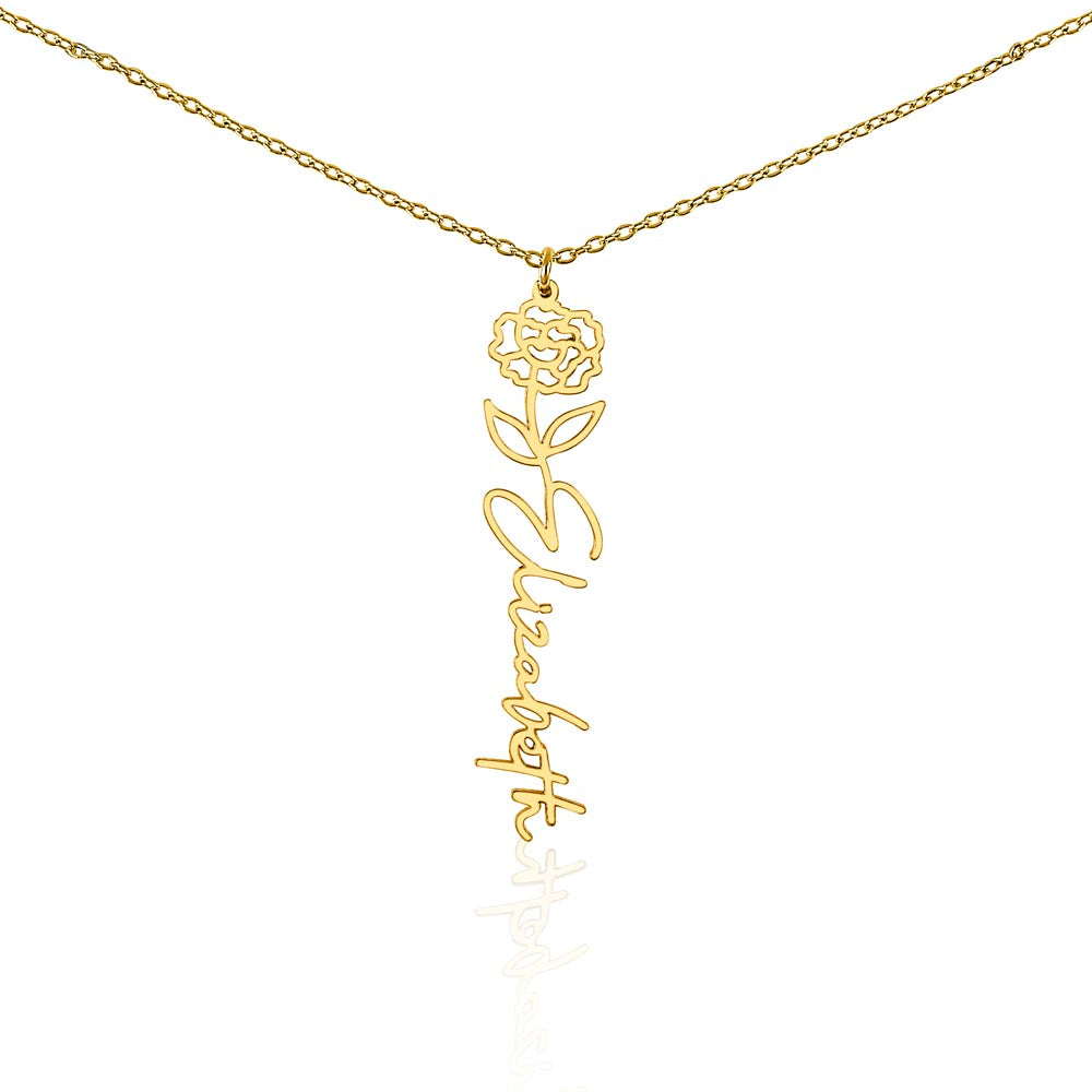Custom Flower Name Necklace For Mothers and Daughters