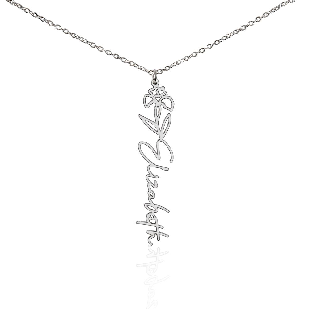 Custom Flower Name Necklace For Mothers and Daughters