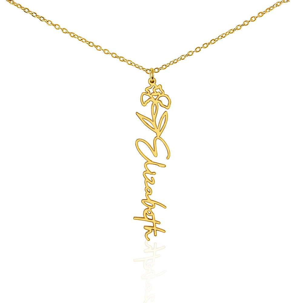 Custom Flower Name Necklace For Mothers and Daughters